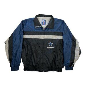 Vintage Dallas Cowboys Pro Player Windbreaker Jacket Size XL Full Zip Collar 90s